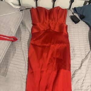 Cushnie Red Strapless Sheath Cocktail Dress